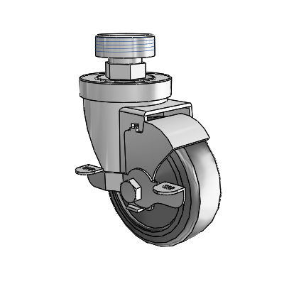 30 Series Pipe Thread Stem Zinc Swivel Caster with 3.5 x 1.25 Hard Rubber Wheel and VertiLoc Brake
