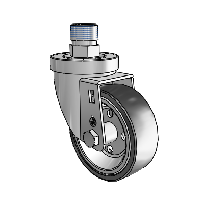 30 Series Pipe Thread Stem Zinc Swivel Caster with 3.5 x 1.25 Welded Disc Rubber (Black) Wheel
