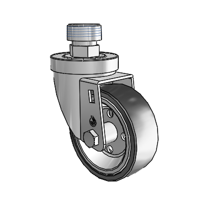 30 Series Pipe Thread Stem Zinc Swivel Caster with 3.5 x 1.25 Welded Disc Rubber (Black) Wheel