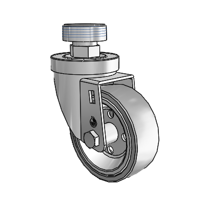 30 Series Pipe Thread Stem Zinc Swivel Caster with 3.5 x 1.25 Welded Disc Rubber (Grey) Wheel