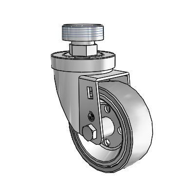 30 Series Pipe Thread Stem Zinc Swivel Caster with 3.5 x 1.25 Welded Disc Rubber (Grey) Wheel