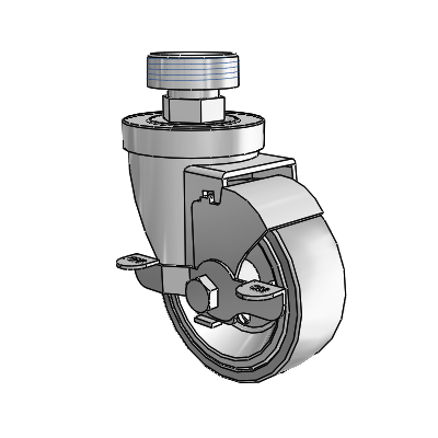 30 Series Pipe Thread Stem Zinc Swivel Caster with 3.5 x 1.25 Welded Disc Rubber (Grey) Wheel and VertiLoc Brake