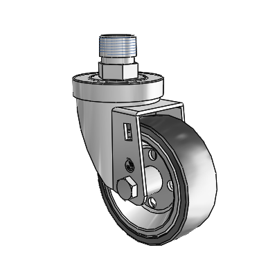 30 Series Pipe Thread Stem Zinc Swivel Caster with 3.5 x 1.25 Welded Disc Polyurethane Wheel