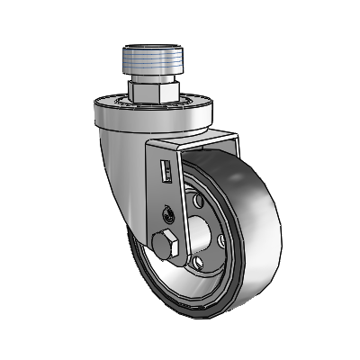 30 Series Pipe Thread Stem Zinc Swivel Caster with 3.5 x 1.25 Welded Disc Polyurethane Wheel