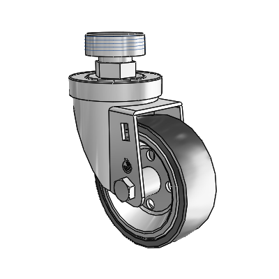 30 Series Pipe Thread Stem Zinc Swivel Caster with 3.5 x 1.25 Welded Disc Polyurethane Wheel