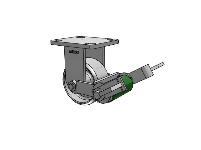 110 Series Kingpinless Top Plate Rigid Caster with 4 x 2 Grey Enamel CA - Cast Iron Wheel and Poly Cam Brake
