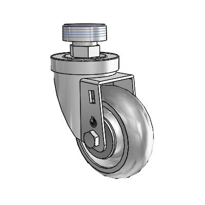 30 Series Pipe Thread Stem Zinc Swivel Caster with 3.5 x 1.25 Advantage TPR (Round) Wheel