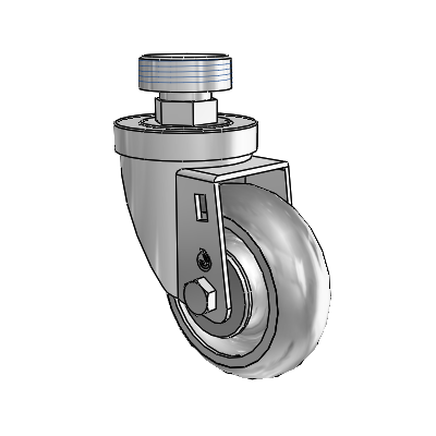 30 Series Pipe Thread Stem Zinc Swivel Caster with 3.5 x 1.25 Advantage TPR (Round) Wheel
