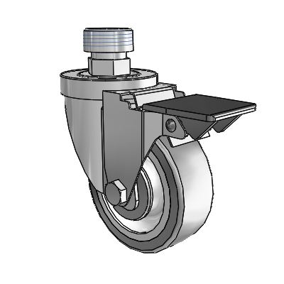 30 Series Pipe Thread Stem Zinc Swivel Caster with 3.5 x 1.25 Advantage TPR (Flat) Wheel and PosiLoc Brake