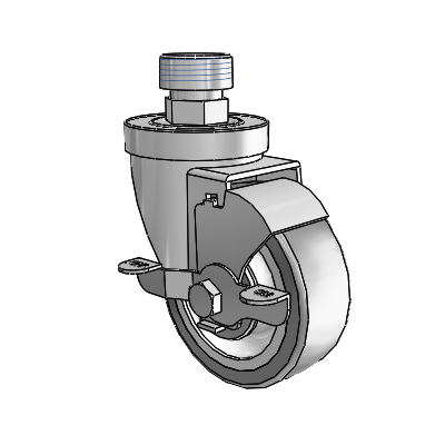 30 Series Pipe Thread Stem Zinc Swivel Caster with 3.5 x 1.25 Advantage TPR (Flat) Wheel and VertiLoc Brake