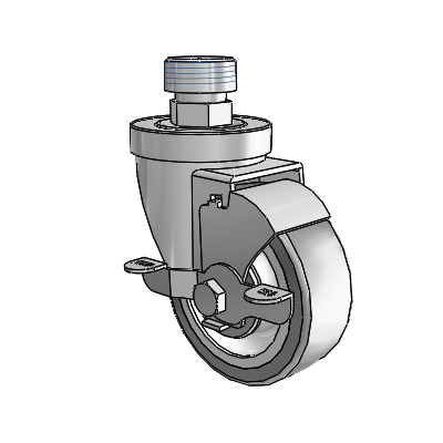 30 Series Pipe Thread Stem Zinc Swivel Caster with 3.5 x 1.25 Advantage TPR (Flat) Wheel and VertiLoc Brake