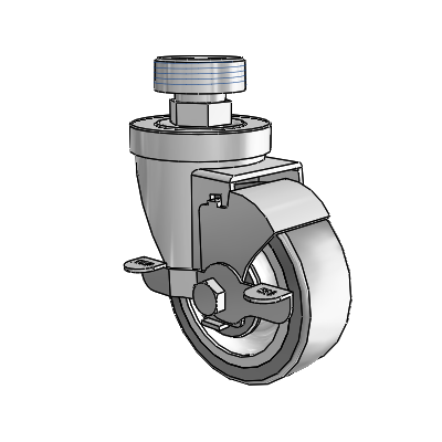 30 Series Pipe Thread Stem Zinc Swivel Caster with 3.5 x 1.25 Advantage TPR (Flat) Wheel and VertiLoc Brake