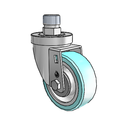 30 Series Pipe Thread Stem Zinc Swivel Caster with 3.5 x 1.25 Advantage Health Wheel