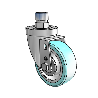 30 Series Pipe Thread Stem Zinc Swivel Caster with 3.5 x 1.25 Advantage Health Wheel