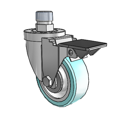 30 Series Pipe Thread Stem Zinc Swivel Caster with 3.5 x 1.25 Advantage Health Wheel and PosiLoc Brake