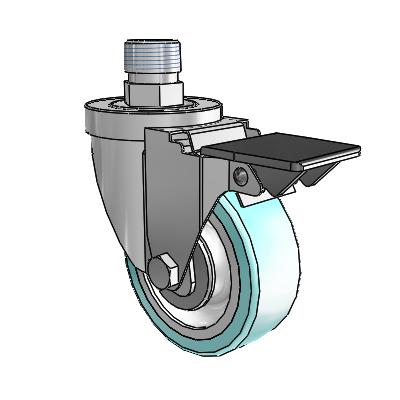 30 Series Pipe Thread Stem Zinc Swivel Caster with 3.5 x 1.25 Advantage Health Wheel and PosiLoc Brake