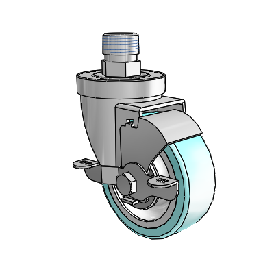 30 Series Pipe Thread Stem Zinc Swivel Caster with 3.5 x 1.25 Advantage Health Wheel and VertiLoc Brake