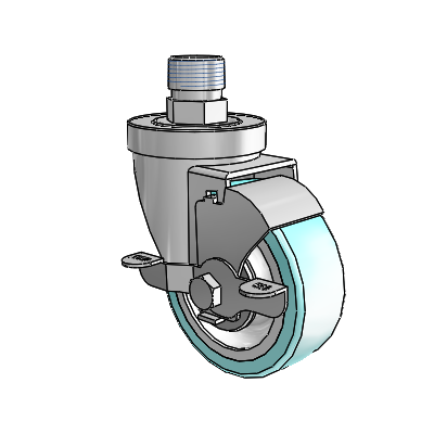 30 Series Pipe Thread Stem Zinc Swivel Caster with 3.5 x 1.25 Advantage Health Wheel and VertiLoc Brake