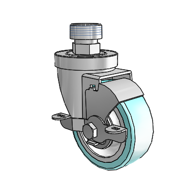 30 Series Pipe Thread Stem Zinc Swivel Caster with 3.5 x 1.25 Advantage Health Wheel and VertiLoc Brake