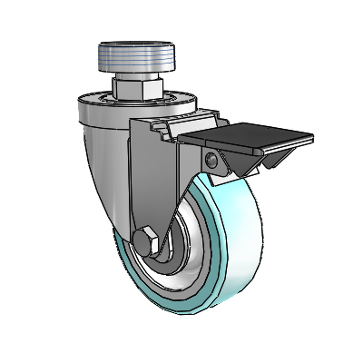 30 Series Pipe Thread Stem Zinc Swivel Caster with 3.5 x 1.25 Advantage Health Wheel and PosiLoc Brake