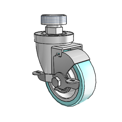 30 Series Pipe Thread Stem Zinc Swivel Caster with 3.5 x 1.25 Advantage Health Wheel and VertiLoc Brake