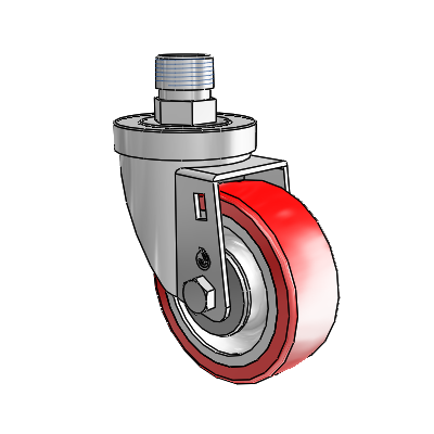 30 Series Pipe Thread Stem Zinc Swivel Caster with 3.5 x 1.25 Advantage Heat (Flat) Wheel