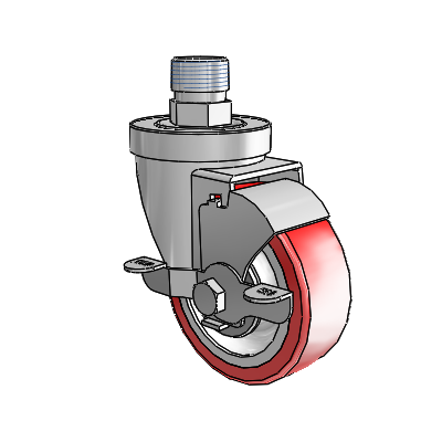 30 Series Pipe Thread Stem Zinc Swivel Caster with 3.5 x 1.25 Advantage Heat (Flat) Wheel and VertiLoc Brake