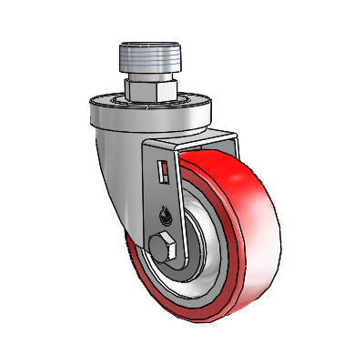 30 Series Pipe Thread Stem Zinc Swivel Caster with 3.5 x 1.25 Advantage Heat (Flat) Wheel
