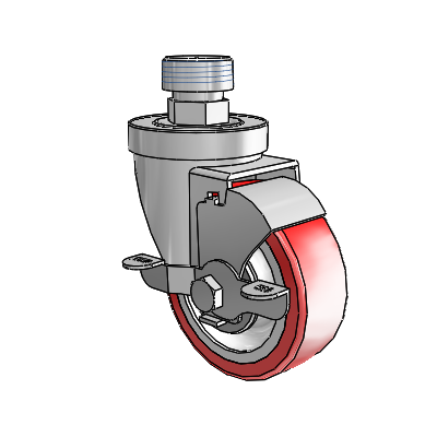 30 Series Pipe Thread Stem Zinc Swivel Caster with 3.5 x 1.25 Advantage Heat (Flat) Wheel and VertiLoc Brake