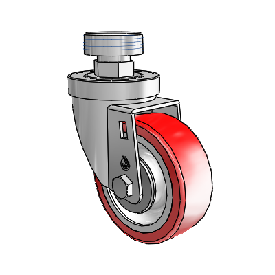 30 Series Pipe Thread Stem Zinc Swivel Caster with 3.5 x 1.25 Advantage Heat (Flat) Wheel