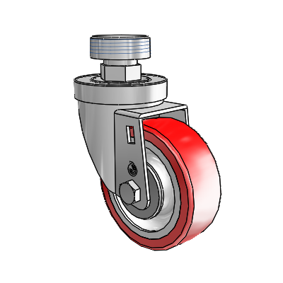 30 Series Pipe Thread Stem Zinc Swivel Caster with 3.5 x 1.25 Advantage Heat (Flat) Wheel