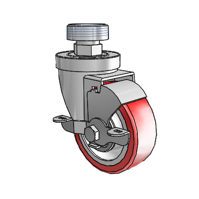 30 Series Pipe Thread Stem Zinc Swivel Caster with 3.5 x 1.25 Advantage Heat (Flat) Wheel and VertiLoc Brake