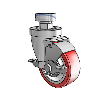 30 Series Pipe Thread Stem Zinc Swivel Caster with 3.5 x 1.25 Advantage Heat (Flat) Wheel and VertiLoc Brake