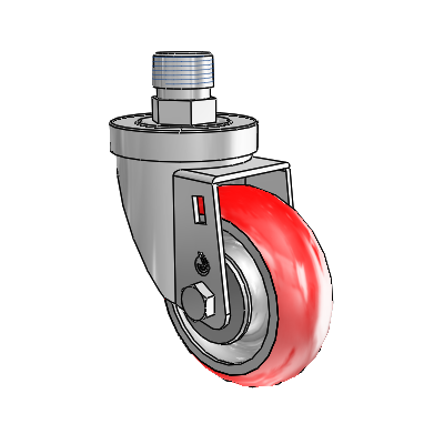 30 Series Pipe Thread Stem Zinc Swivel Caster with 3.5 x 1.25 Advantage Heat (Round) Wheel