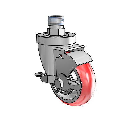 30 Series Pipe Thread Stem Zinc Swivel Caster with 3.5 x 1.25 Advantage Heat (Round) Wheel and VertiLoc Brake