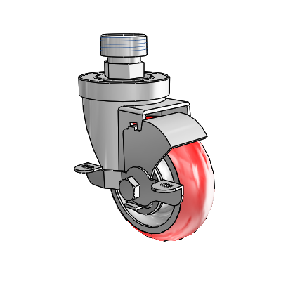 30 Series Pipe Thread Stem Zinc Swivel Caster with 3.5 x 1.25 Advantage Heat (Round) Wheel and VertiLoc Brake
