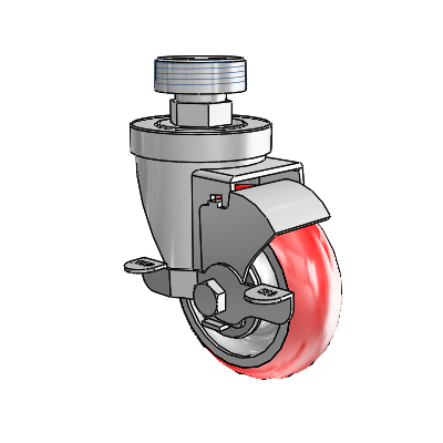 30 Series Pipe Thread Stem Zinc Swivel Caster with 3.5 x 1.25 Advantage Heat (Round) Wheel and VertiLoc Brake