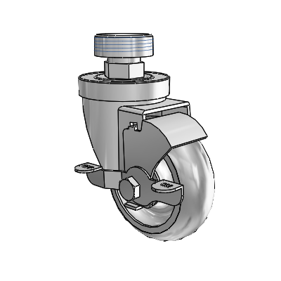 30 Series Pipe Thread Stem Zinc Swivel Caster with 3.5 x 1.25 PolyLock (Grey) Wheel and VertiLoc Brake