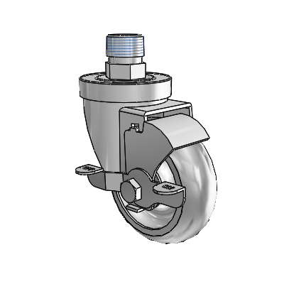 30 Series Pipe Thread Stem Zinc Swivel Caster with 3.5 x 1.25 Advantage TPR (Round) Wheel and VertiLoc Brake