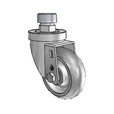 30 Series Pipe Thread Stem Zinc Swivel Caster with 3.5 x 1.25 Advantage TPR (Round) Wheel