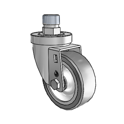 30 Series Pipe Thread Stem Zinc Swivel Caster with 3.5 x 1.25 Advantage TPR (Flat) Wheel