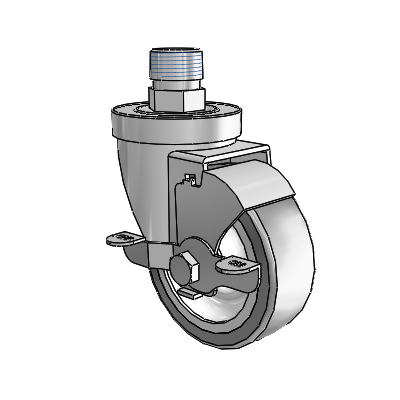 30 Series Pipe Thread Stem Zinc Swivel Caster with 3.5 x 1.25 Advantage TPR (Flat) Wheel and VertiLoc Brake