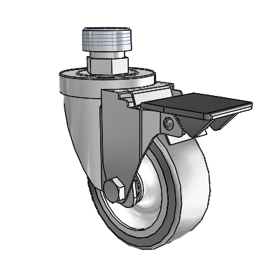 30 Series Pipe Thread Stem Zinc Swivel Caster with 3.5 x 1.25 Advantage TPR (Flat) Wheel and PosiLoc Brake