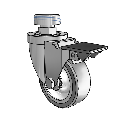 30 Series Pipe Thread Stem Zinc Swivel Caster with 3.5 x 1.25 Advantage TPR (Flat) Wheel and PosiLoc Brake