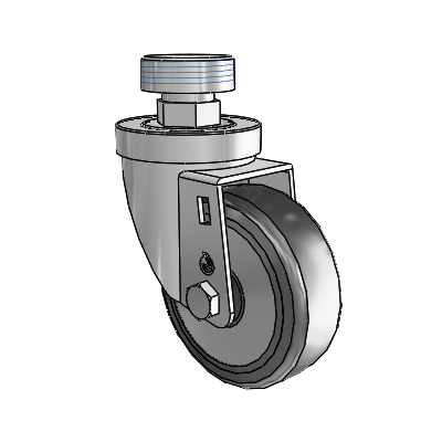 30 Series Pipe Thread Stem Zinc Swivel Caster with 3.5 x 1.25 Hard Rubber (+ Side Plates) Wheel