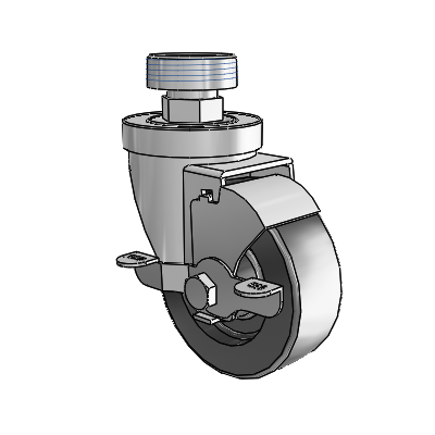 30 Series Pipe Thread Stem Zinc Swivel Caster with 3.5 x 1.25 Polyolefin Wheel and VertiLoc Brake