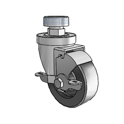 30 Series Pipe Thread Stem Zinc Swivel Caster with 3.5 x 1.25 Polyolefin Wheel and VertiLoc Brake