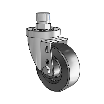 30 Series Pipe Thread Stem Zinc Swivel Caster with 3.5 x 1.25 Hi-Temp Resin Wheel