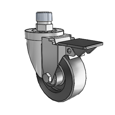 30 Series Pipe Thread Stem Zinc Swivel Caster with 3.5 x 1.25 Hi-Temp Resin Wheel and PosiLoc Brake