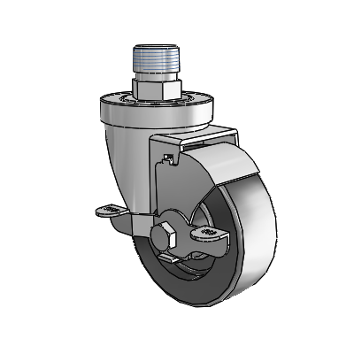 30 Series Pipe Thread Stem Zinc Swivel Caster with 3.5 x 1.25 Hi-Temp Resin Wheel and VertiLoc Brake